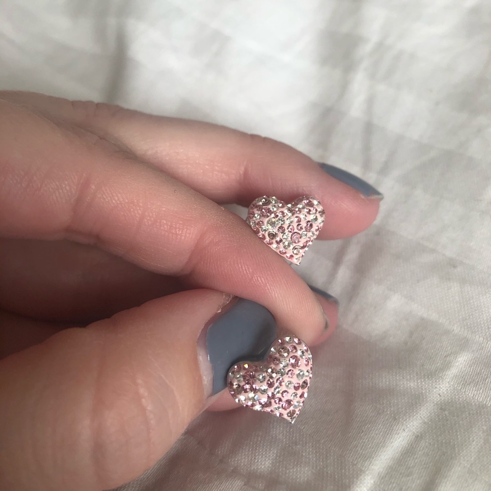 Swarovski Multi Pink Heart Stud Earrings
